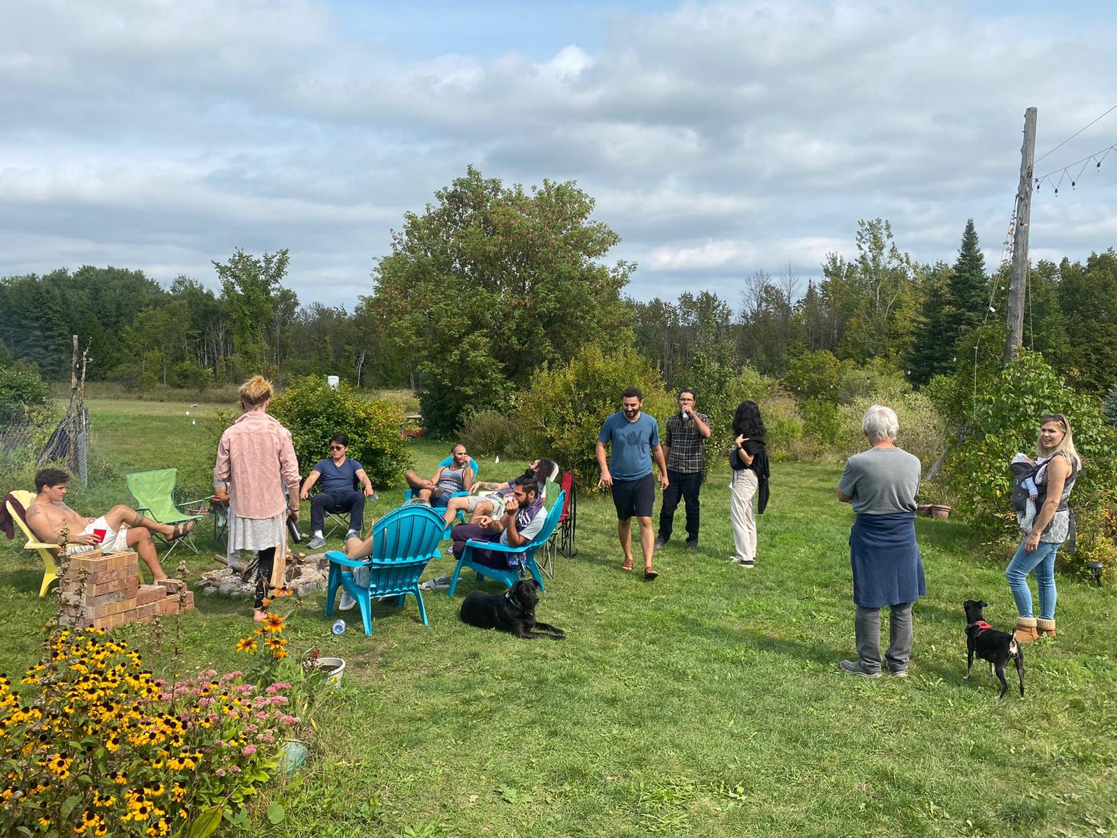 Outdoor community gathering in the garden